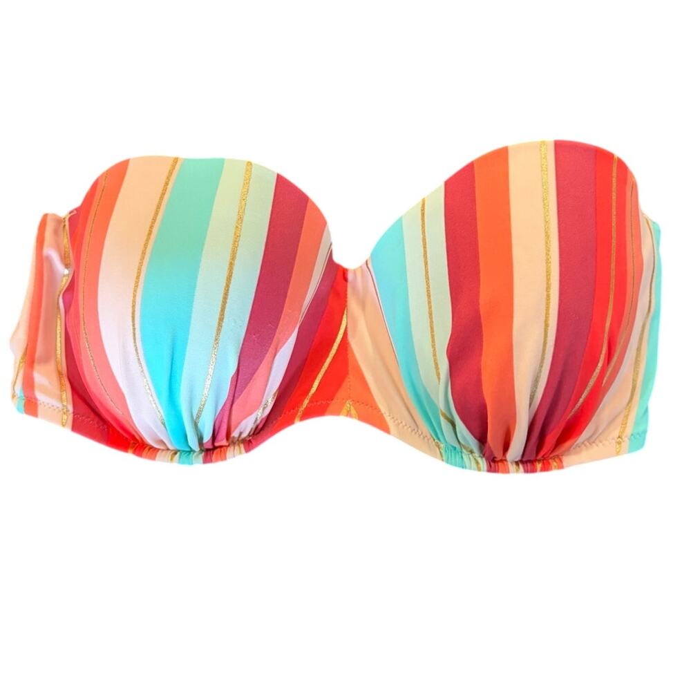 Shade & Shore Size 36C Multicolor Stripe Vacay Light Lift Bandeau Bikini Top